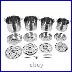4Pcs Stockpot Set Stainless Steel Cooking Soup Stock Pot With Lid For Home