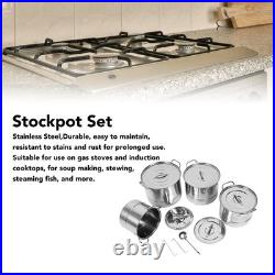 4Pcs Stockpot Set Stainless Steel Cooking Soup Stock Pot With Lid For Home