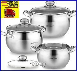 4QT Stainless Steel Stock Pot with Glass Lid Induction & Dishwasher Safe 4QT Stainless Steel Stock Pot with Glass Lid Induction & Dishwasher Safe