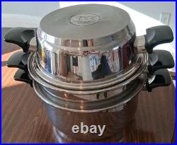 4 PCS. CookWorld Stockpot 8 Qt, 4qt. Steamer Pot Double Handle NUTRITHERMIC EUC