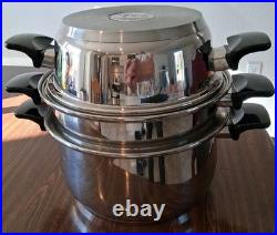 4 PCS. CookWorld Stockpot 8 Qt, 4qt. Steamer Pot Double Handle NUTRITHERMIC EUC