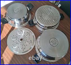 4 PCS. CookWorld Stockpot 8 Qt, 4qt. Steamer Pot Double Handle NUTRITHERMIC EUC