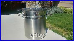 4-Piece All-Clad 12 Qt Multi-Pot Stock Pot Strainer Steamer Lid Stainless Steel