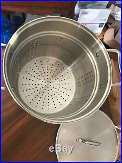 4 Piece All-Clad 12 Qt Multi-Pot Stock Pot Strainer Steamer Lid Stainless Steel
