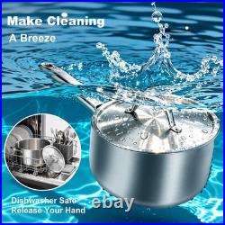 4 QT Professional Stainless Steel Saucepan with Lid, Induction Ready