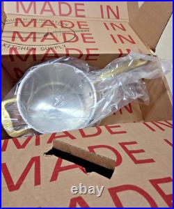 4 QT Stainless Clad Saucepan by Made In with Lid Antique Brass Handle NEW