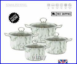 4pc Non Stick Deep Stockpot Cooking Pot Pan Casserole Set Stainless Steel- CALAC