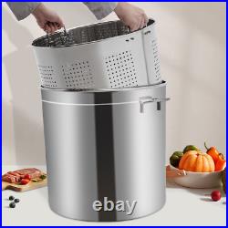 50L/52.8Qt Stainless Steel Stock Pot Kitchen Cooking Pot With Basket & Lid
