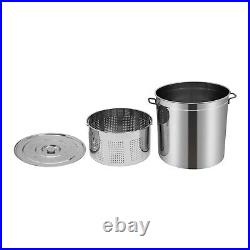 50L/52.8Qt Stock Pot Stainless Steel Stock Pot Kitchen Cooking Pot With Basket