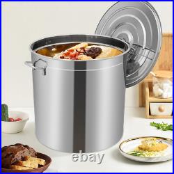 50L/52.8Qt Stock Pot Stainless Steel Stock Pot Kitchen Cooking Pot with Basket