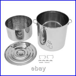 50L/52.8Qt Stock Pot Stainless Steel Stock Pot Kitchen Cooking Pot with Basket