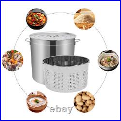 50L/52.8Qt Stock Pot Stainless Steel Stock Pot Kitchen Cooking Pot with Basket