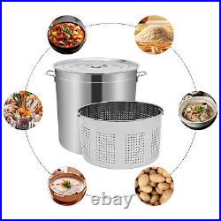 50L/52.8Qt Stock Pot Stainless Steel Stock Pot Kitchen Cooking Pot with Basket 50L/52.8Qt Stock Pot Stainless Steel Stock Pot Kitchen Cooking Pot with Basket