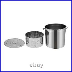 50L/52.8Qt Stock Pot Stainless Steel Stock Pot Kitchen Cooking Pot with Basket