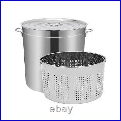 50L/52.8Qt Stock Pot Stainless Steel Stock Pot Kitchen Cooking Pot with Basket 50L/52.8Qt Stock Pot Stainless Steel Stock Pot Kitchen Cooking Pot with Basket
