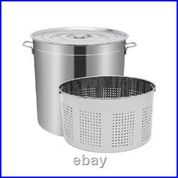 50L/52.8Qt Stock Pot Stainless Steel Stock Pot Kitchen Cooking Pot with Basket