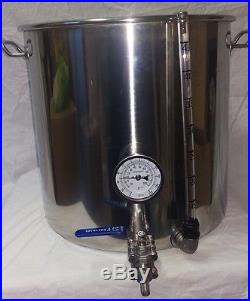 50ltr stainless steel stockpot with tap temperature gauge and sight glass HLT