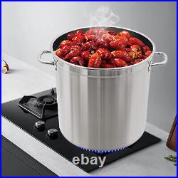 52L/55QT Stock Pot Stainless Steel Large Kitchen Soup Pot Big Cooking Restaurant