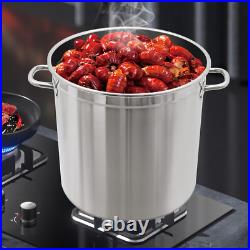 52L Stainless Steel Seafood Boil Pot With Basket Heavy Duty Cooking Pot With Lid