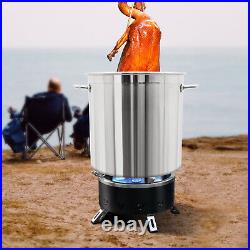 52L Stainless Steel Seafood Boil Pot With Basket Heavy Duty Cooking Pot With Lid