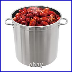52L Stainless Steel Seafood Boil Pot With Basket Heavy Duty Cooking Pot With Lid