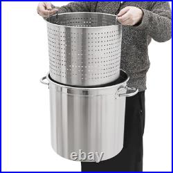 52L Stainless Steel Seafood Boil Pot With Basket Heavy Duty Cooking Pot With Lid