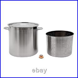 52L Stainless Steel Seafood Boil Pot With Basket Heavy Duty Cooking Pot With Lid