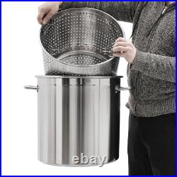 52L Stainless Steel Seafood Boil Pot With Basket Heavy Duty Cooking Pot With Lid