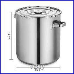 52qt Stainless Steel Stockpot Brewing Kettle Cooking Pot For Boiling + Handles