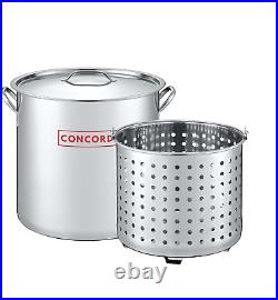 53 QT Stainless Steel Stock Pot WithBasket. Heavy Kettle. Cookware for Boiling