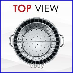 53 QT Stainless Steel Stock Pot WithBasket. Heavy Kettle. Cookware for Boiling