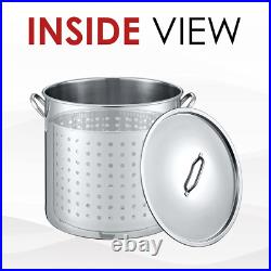 53 QT Stainless Steel Stock Pot WithBasket. Heavy Kettle. Cookware for Boiling