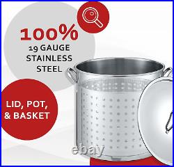 53 QT Stainless Steel Stock Pot WithBasket. Heavy Kettle. Cookware for Boiling