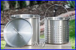 53 Quart Stock Pot Strainer Basket Soup Commercial Stainless Steel Pot With Lids