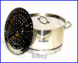 55 Quart Stainless Steel Wide Pot with Steamer rack canning beer brewing Tamale
