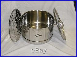 55 Quart Stainless Steel Wide Pot with Steamer rack canning beer brewing Tamale