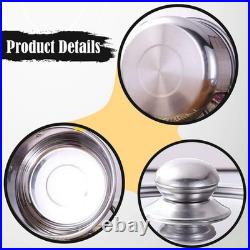 5Pcs Stainless Steel Stock Pots Easy to Clean for Home Restaurant with Lid