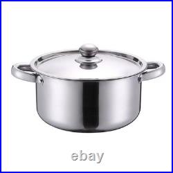 5Pcs Stainless Steel Stock Pots Easy to Clean for Home Restaurant with Lid
