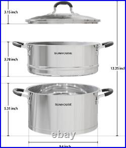 - 5.5 Quarts Multipurpose Stock Pot and Steamer Pot with Pfoa-Free, 18/10 Stainl