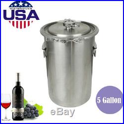 5 Gallon Home Brew Kettle Brewing Stock Pot Beer Wine machine Stainless Steel US