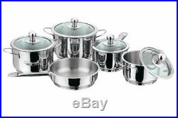5 Pcs Stainless Steel Induction Base Cookware Set Saucepan Fry Pan Stock Pot