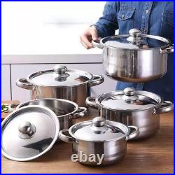 5 Pieces Stainless Steel Stock Pots Stockpot Soup Pots Set