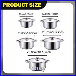 5 Pieces Stainless Steel Stock Pots Stockpot Soup Pots Set