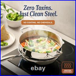 5-Ply Stainless Steel 12-Quart Stock Pot with Lid Induction Compatible, Oven S 5-Ply Stainless Steel 12-Quart Stock Pot with Lid Induction Compatible, Oven S