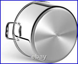 5-Ply Stainless Steel 12-Quart Stock Pot with Lid Induction Compatible, Oven S