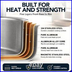 5-Ply Stainless Steel Cookware Set, 23-Piece Pots and Pans Set