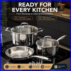 5-Ply Stainless Steel Cookware Set, 23-Piece Pots and Pans Set