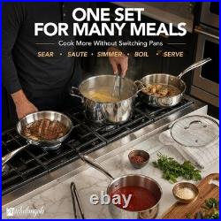 5-Ply Stainless Steel Cookware Set, 23-Piece Pots and Pans Set