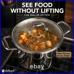 5-Ply Stainless Steel Cookware Set, 23-Piece Pots and Pans Set
