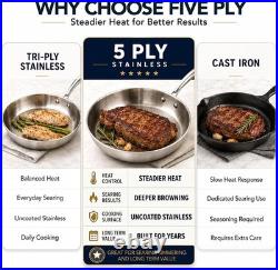 5-Ply Stainless Steel Cookware Set, 23-Piece Pots and Pans Set